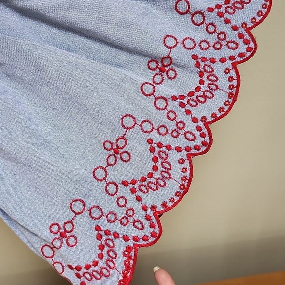 Vineyard Vines embroidered hem cotton scalloped edge skirt pull on womens medium - Picture 3 of 8